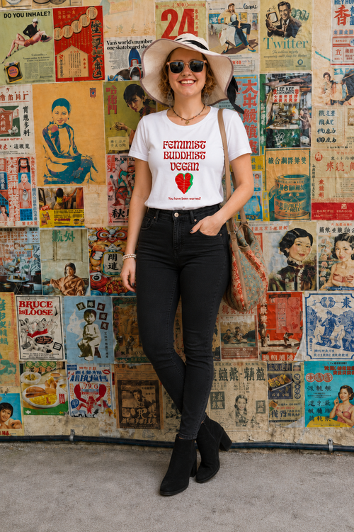 "Feminist Buddhist Vegan". Bodhi & Bold Unisex Organic Cotton T-Shirt