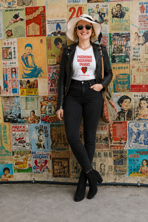 "Feminist, Buddhist, Vegan". Bodhi & Bold. Unisex Organic Cotton T-Shirt