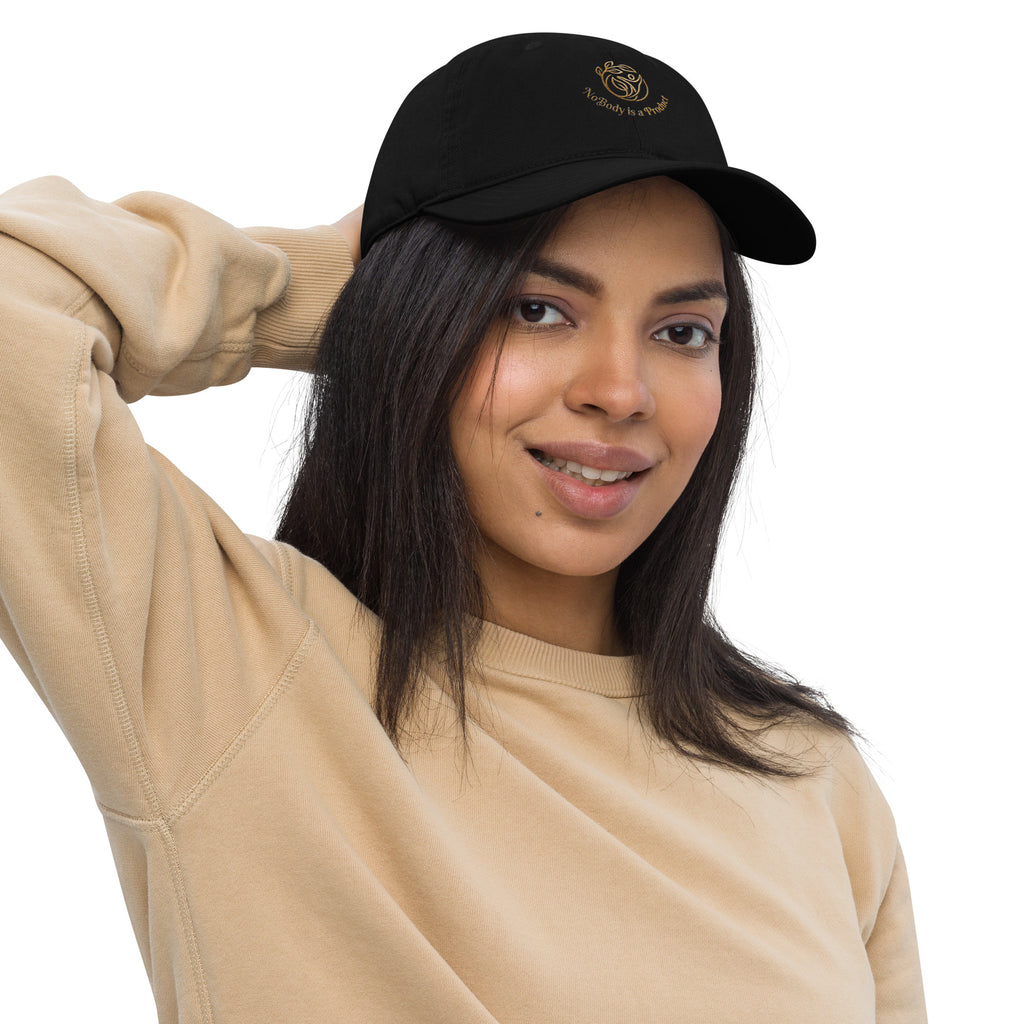 NoBody is a Product Organic cotton Baseball Cap (gold embroidered logo)