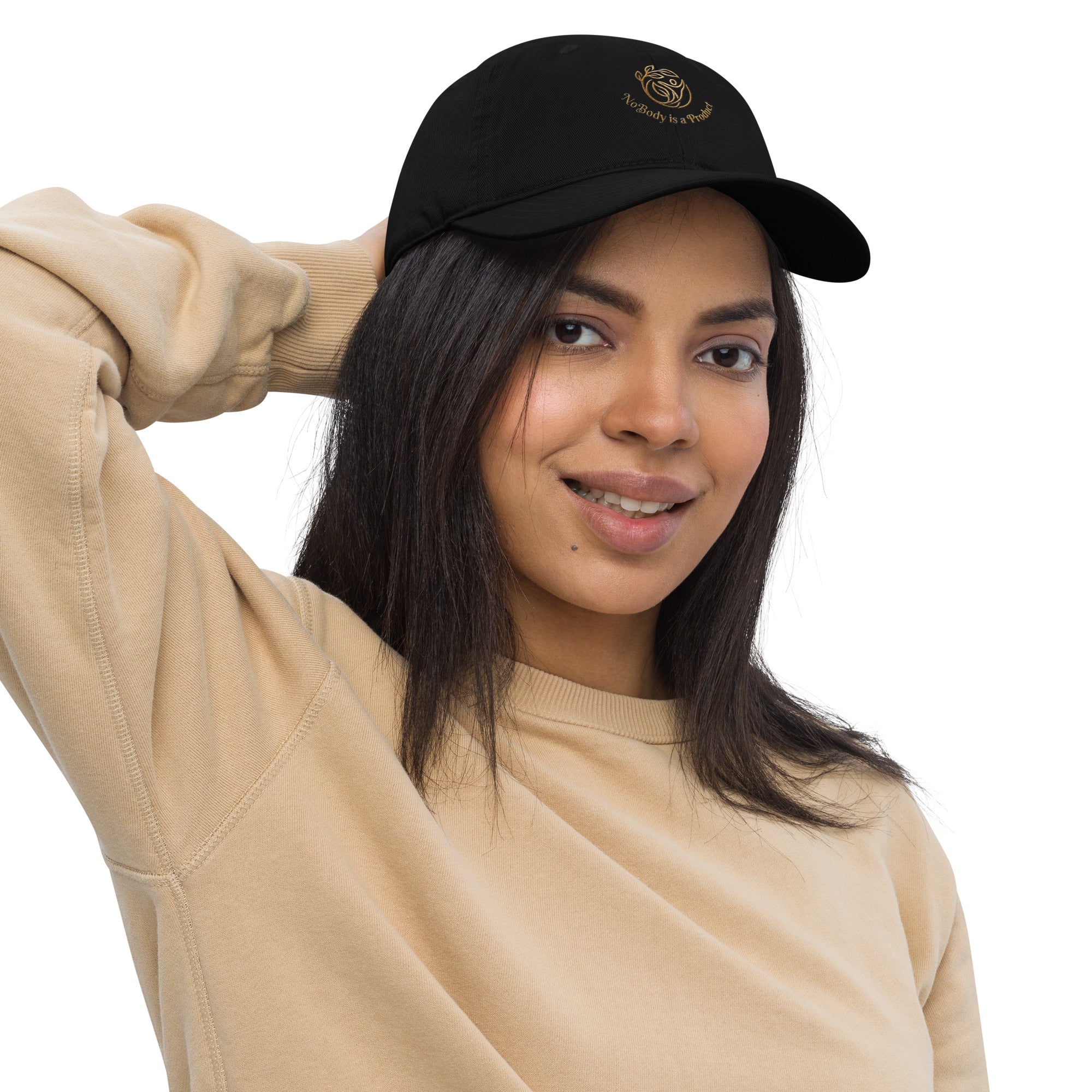 NoBody is a Product Organic cotton Baseball Cap (gold embroidered logo)