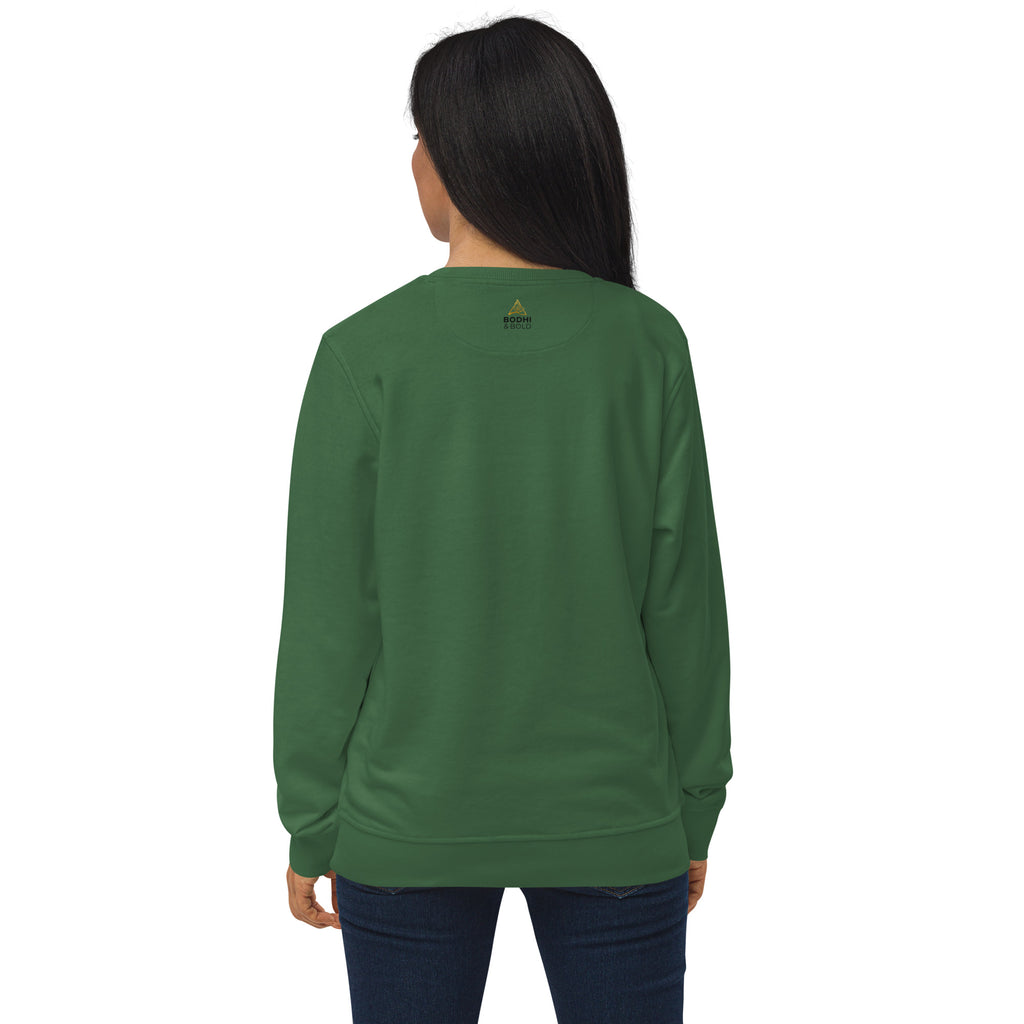 Bodhi & Bold. Unisex organic sweatshirt (gold and black print logo)