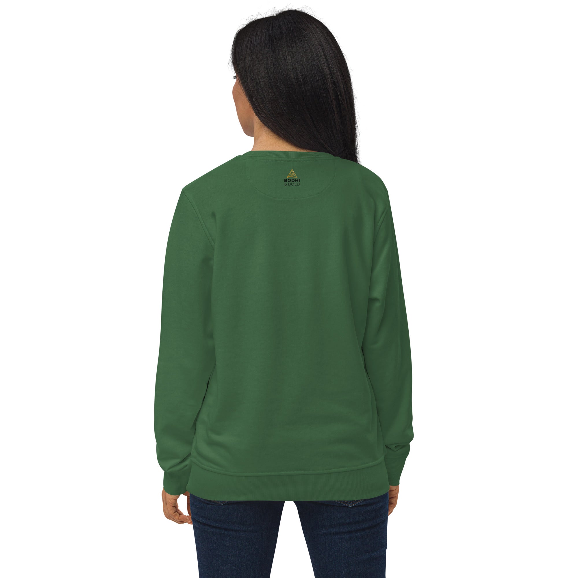Bodhi & Bold. Unisex organic sweatshirt (gold and black print logo)