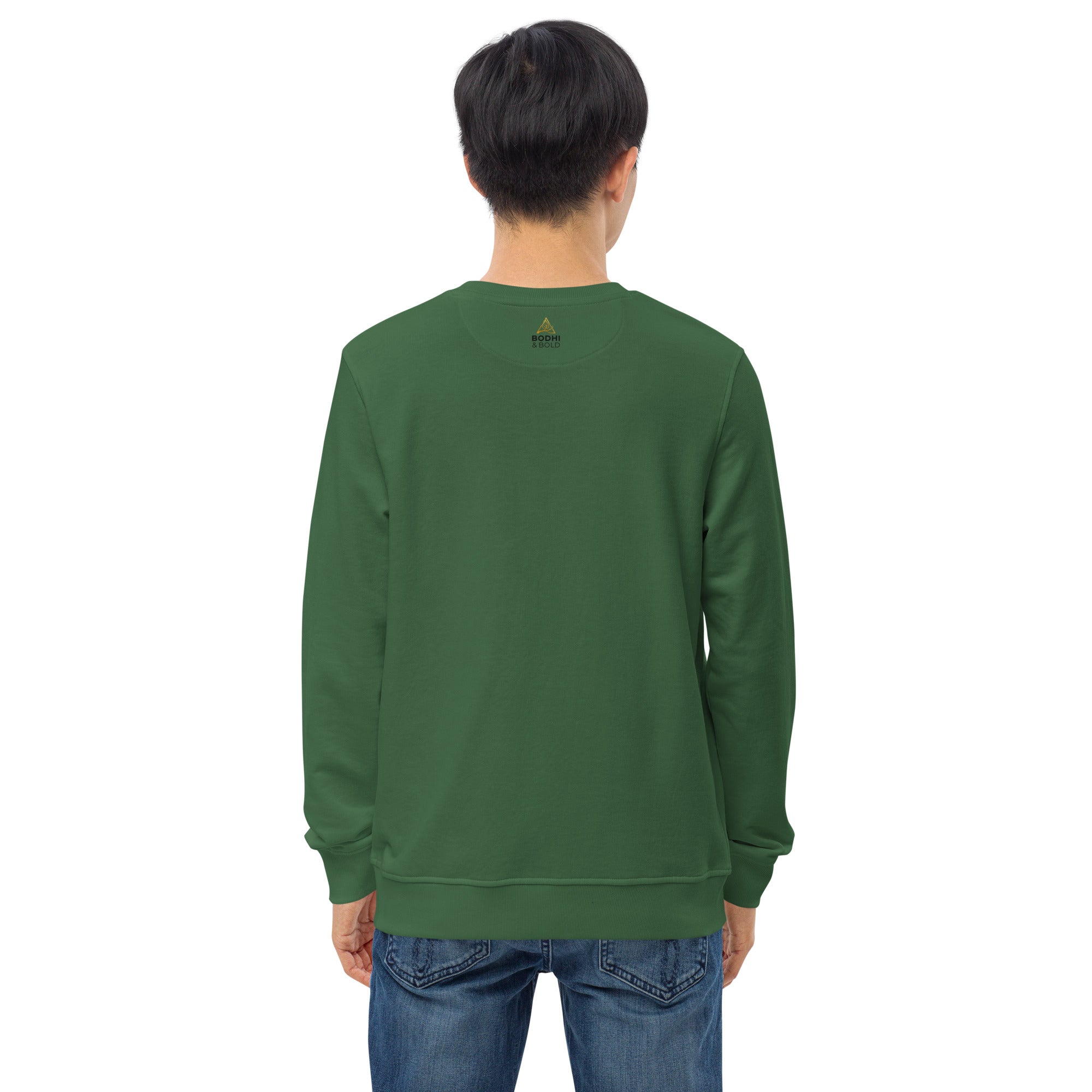 Bodhi & Bold. Unisex organic sweatshirt (gold and black print logo)