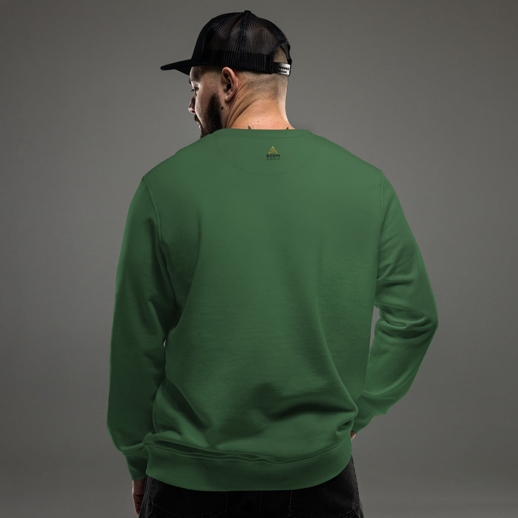 Bodhi & Bold. Unisex organic sweatshirt (gold and black print logo)