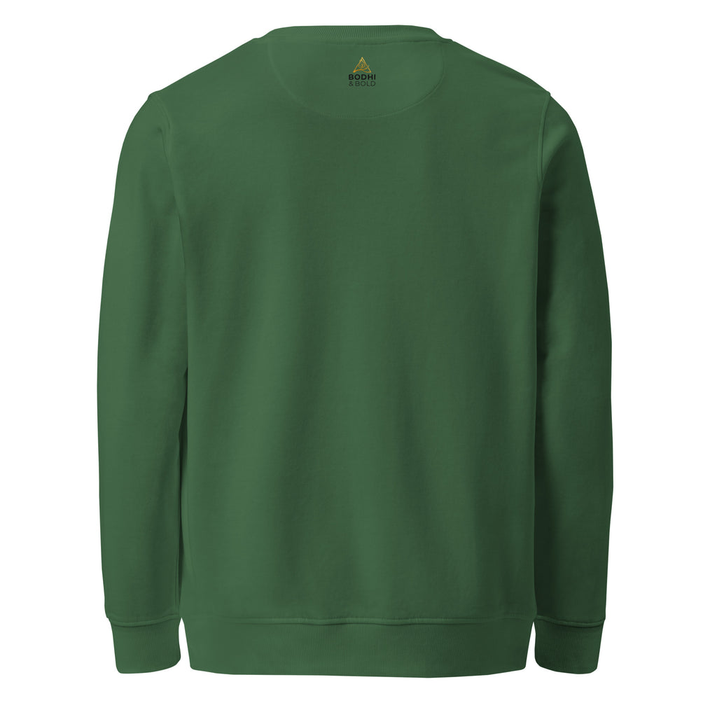 Bodhi & Bold. Unisex organic sweatshirt (gold and black print logo)