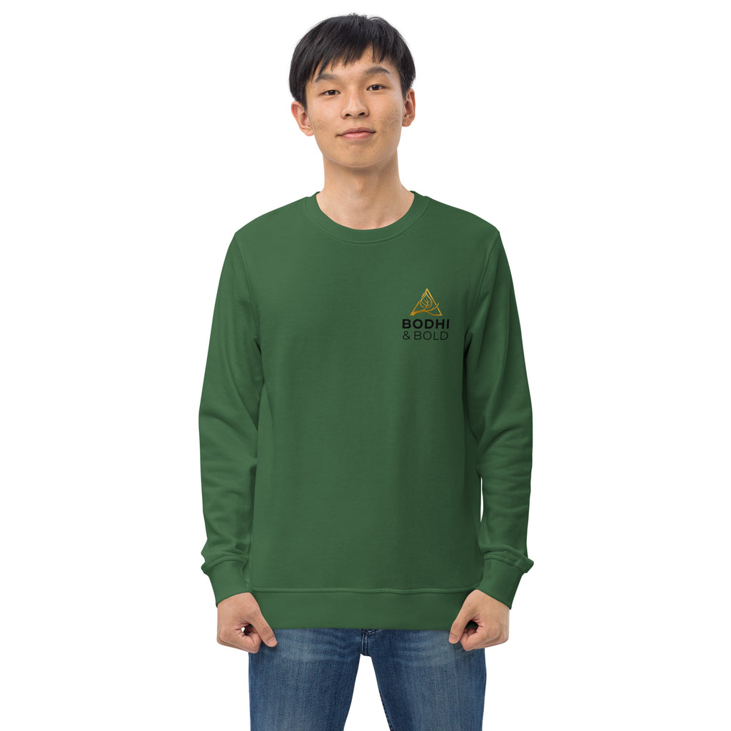 Bodhi & Bold. Unisex organic sweatshirt (gold and black print logo)