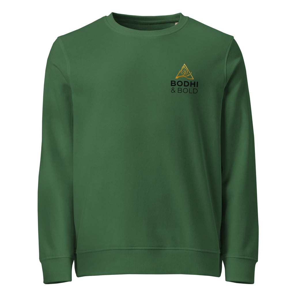Bodhi & Bold. Unisex organic sweatshirt (gold and black print logo)