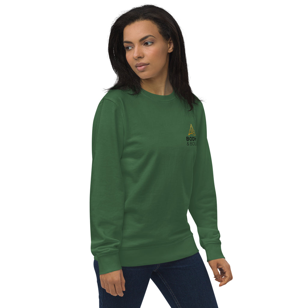 Bodhi & Bold. Unisex organic sweatshirt (gold and black print logo)