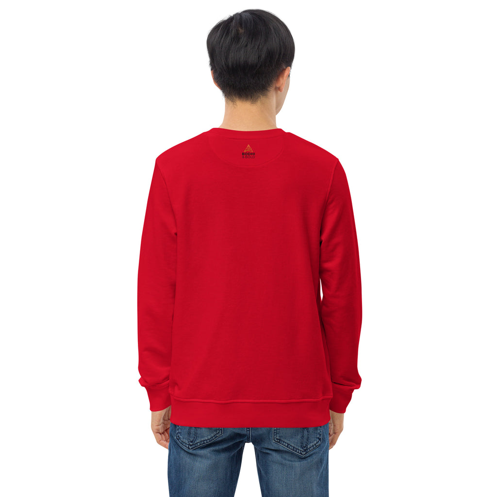 Bodhi & Bold. Unisex organic sweatshirt (gold and black print logo)