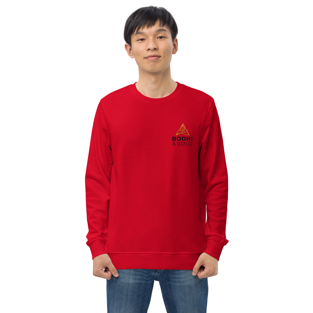 Bodhi & Bold. Unisex organic sweatshirt (gold and black print logo)