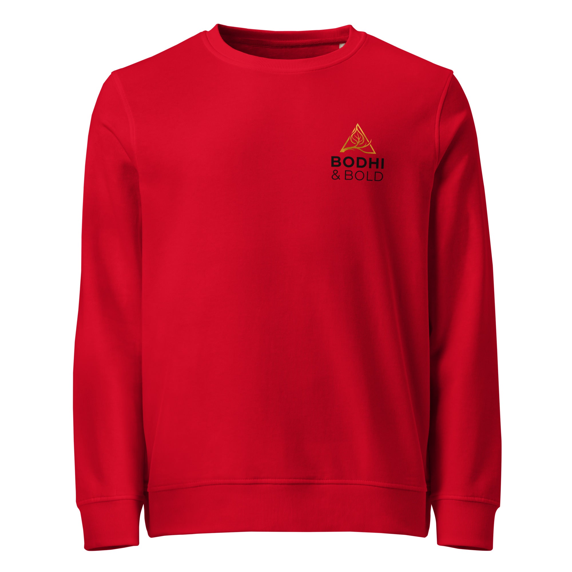 Bodhi & Bold. Unisex organic sweatshirt (gold and black print logo)