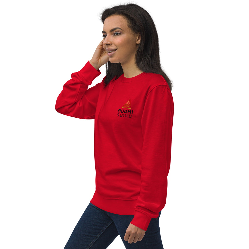 Bodhi & Bold. Unisex organic sweatshirt (gold and black print logo)