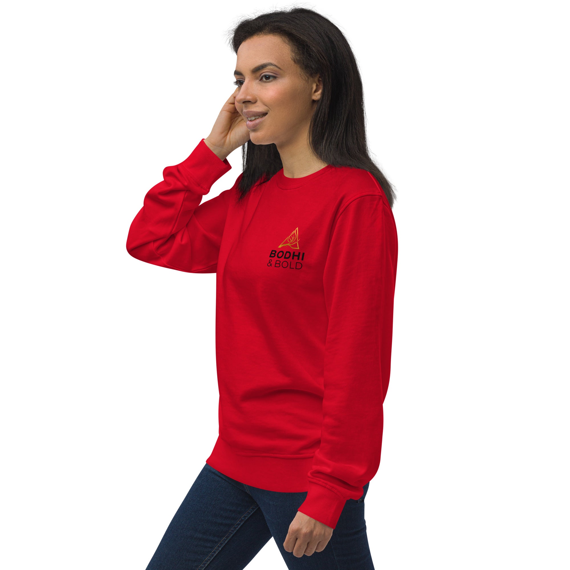 Bodhi & Bold. Unisex organic sweatshirt (gold and black print logo)