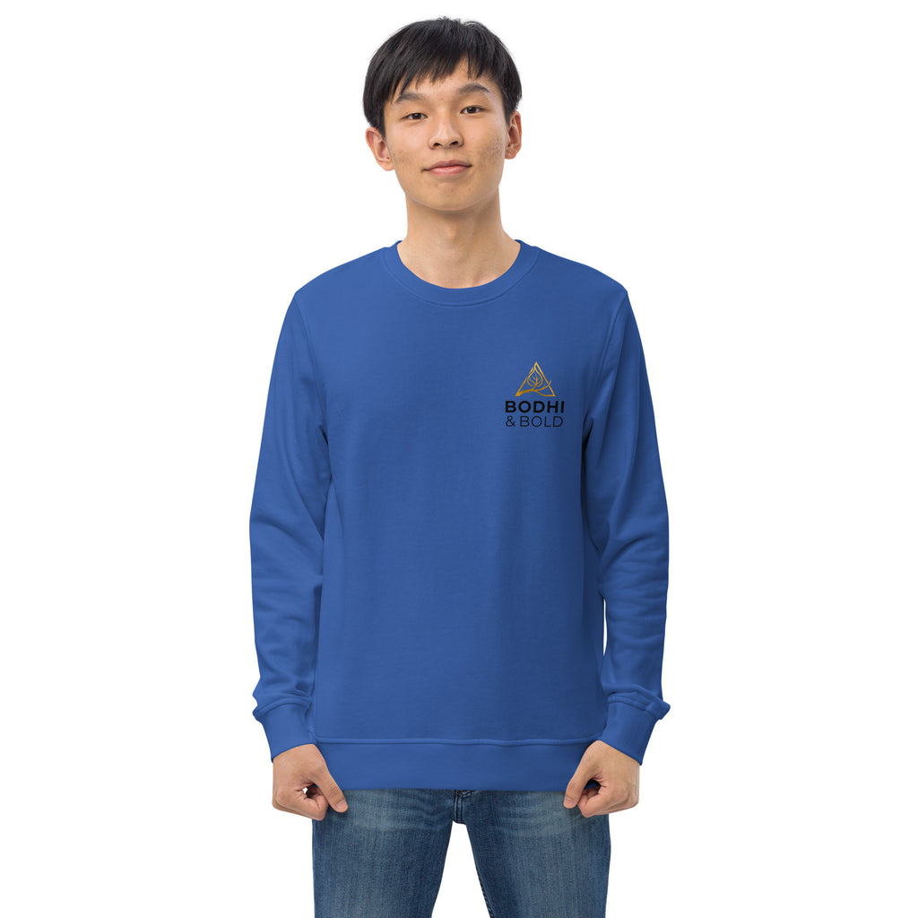 Bodhi & Bold. Unisex organic sweatshirt (gold and black print logo)