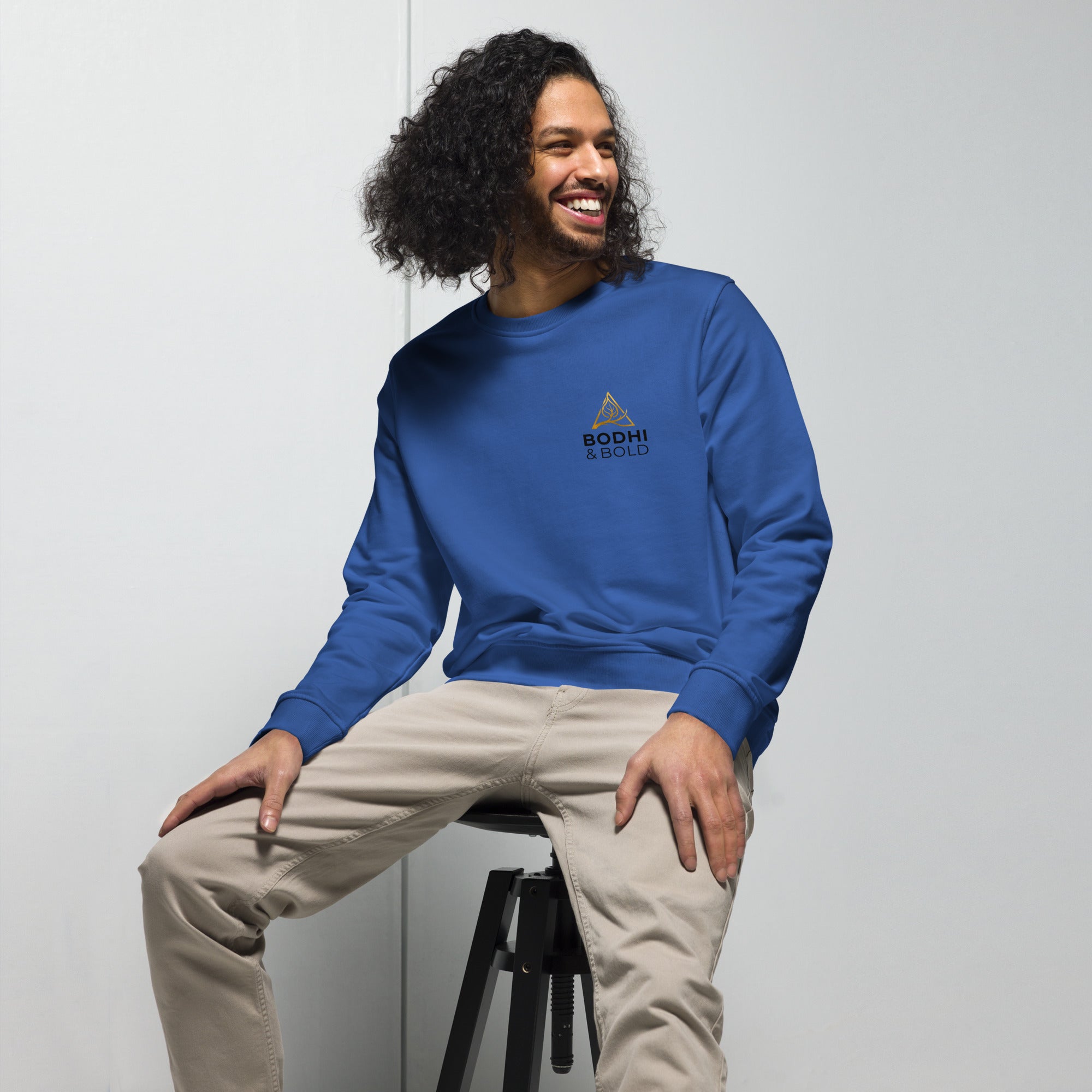 Bodhi & Bold. Unisex organic sweatshirt (gold and black print logo)