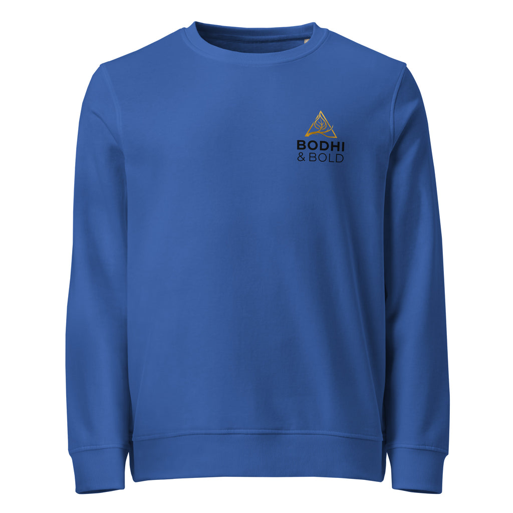 Bodhi & Bold. Unisex organic sweatshirt (gold and black print logo)