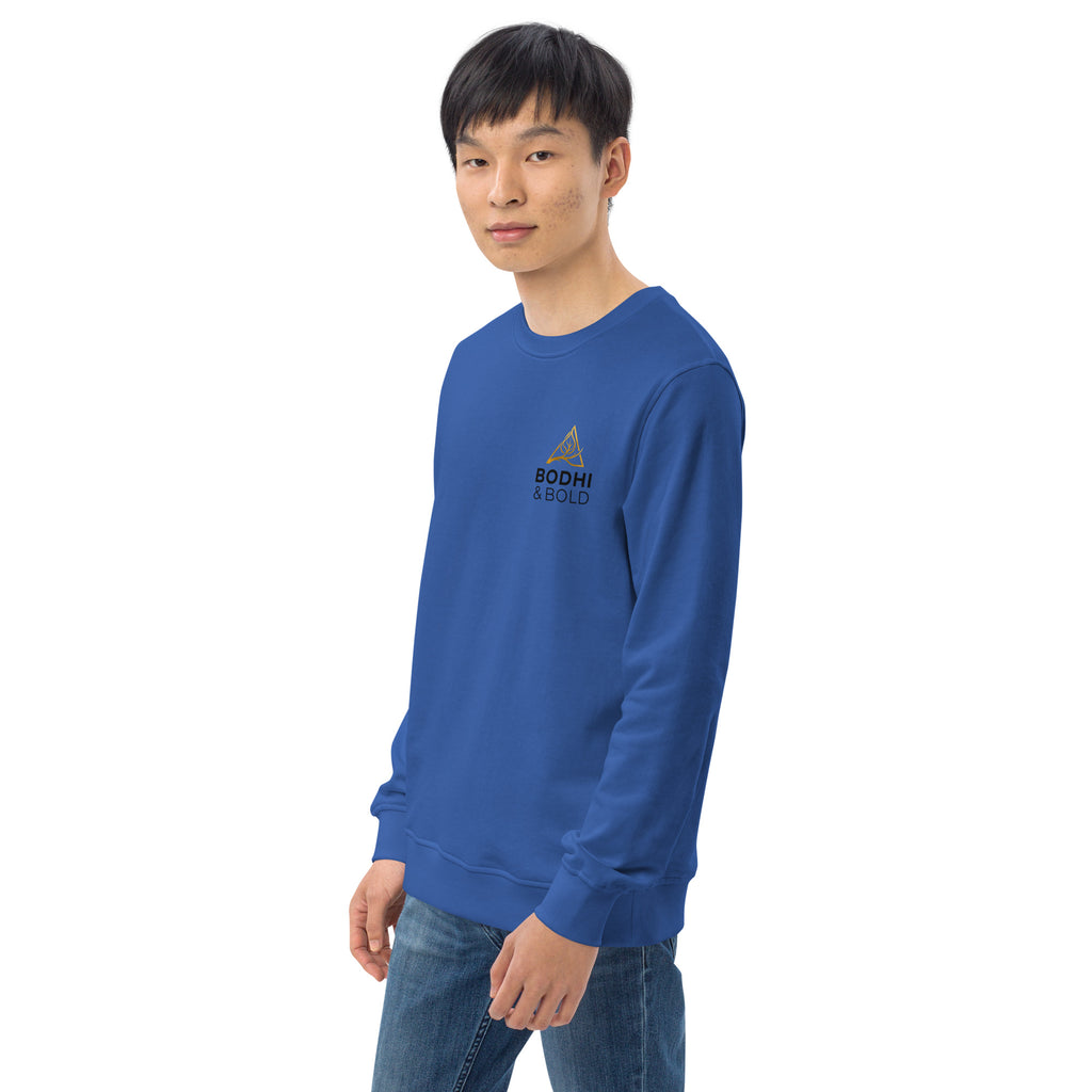 Bodhi & Bold. Unisex organic sweatshirt (gold and black print logo)