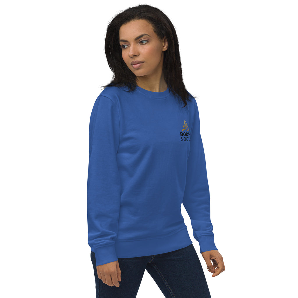 Bodhi & Bold. Unisex organic sweatshirt (gold and black print logo)